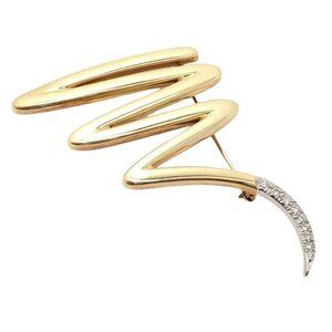 Tiffany & Co 18k Yellow Gold Platinum Picasso Diamond Large Squiggle Pin Brooch​